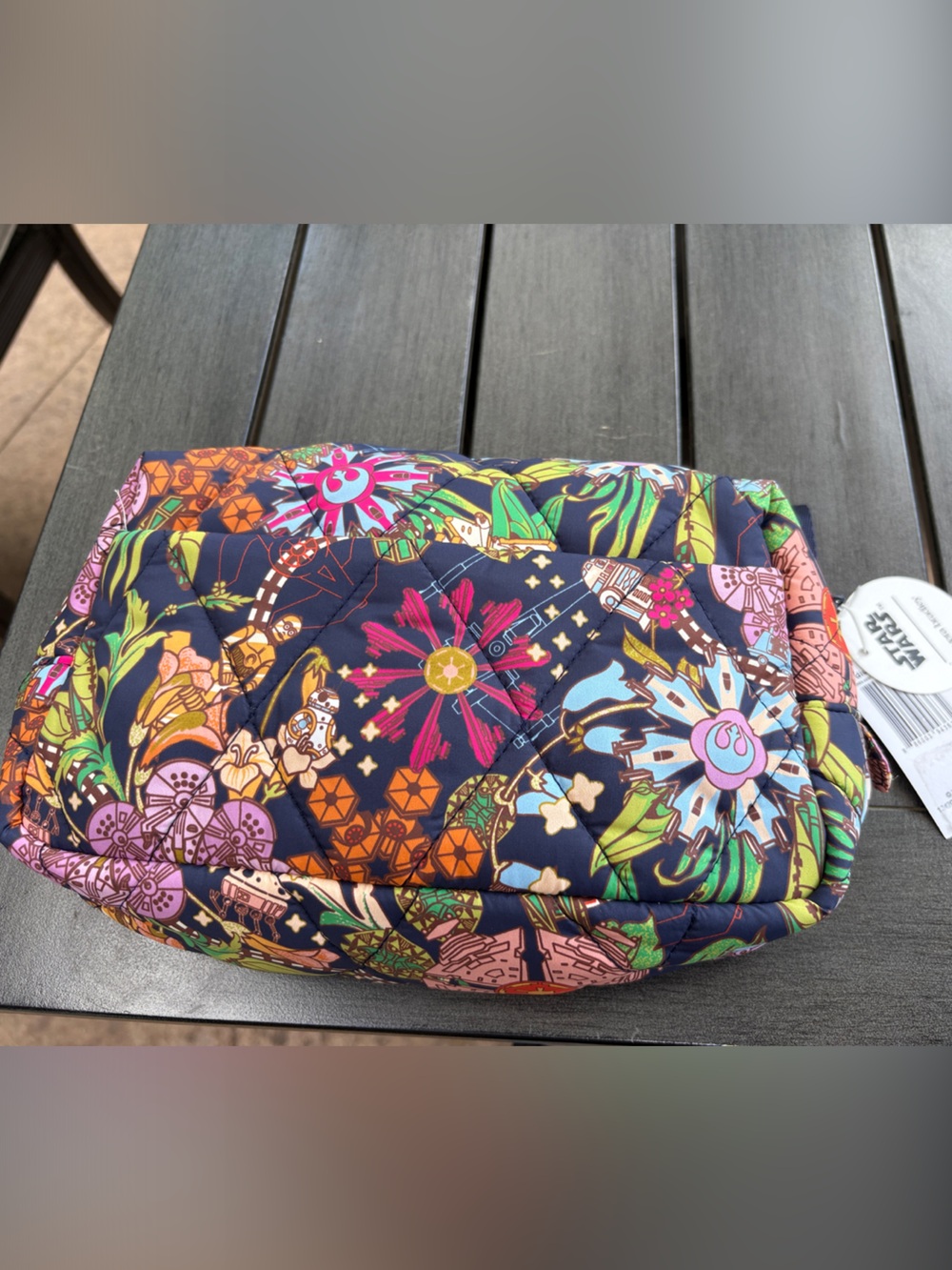 Vera Bradley Navy Floral & Geometric Quilted Cosmetic Pouch